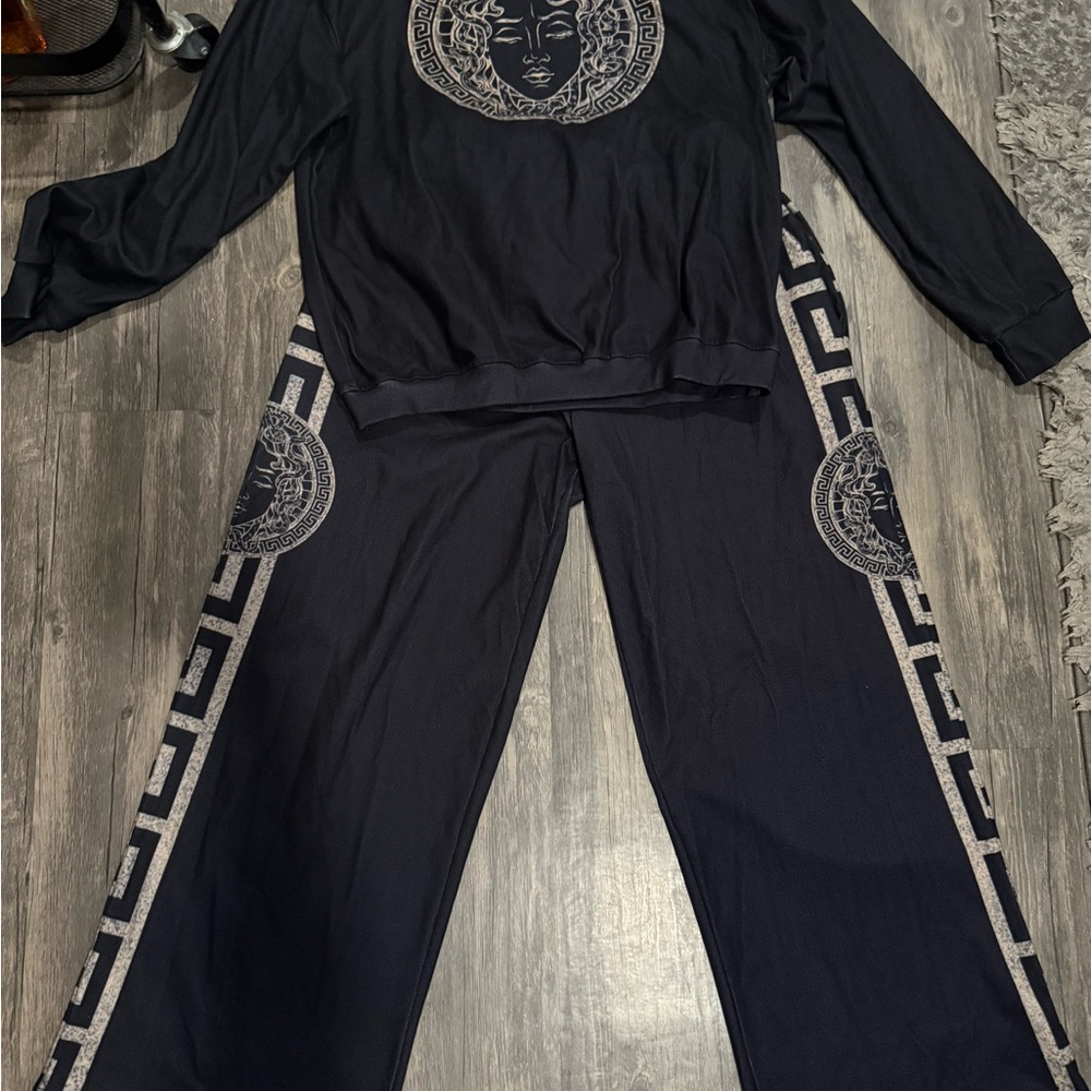 Versace-Inspired Black Medusa Track Pants